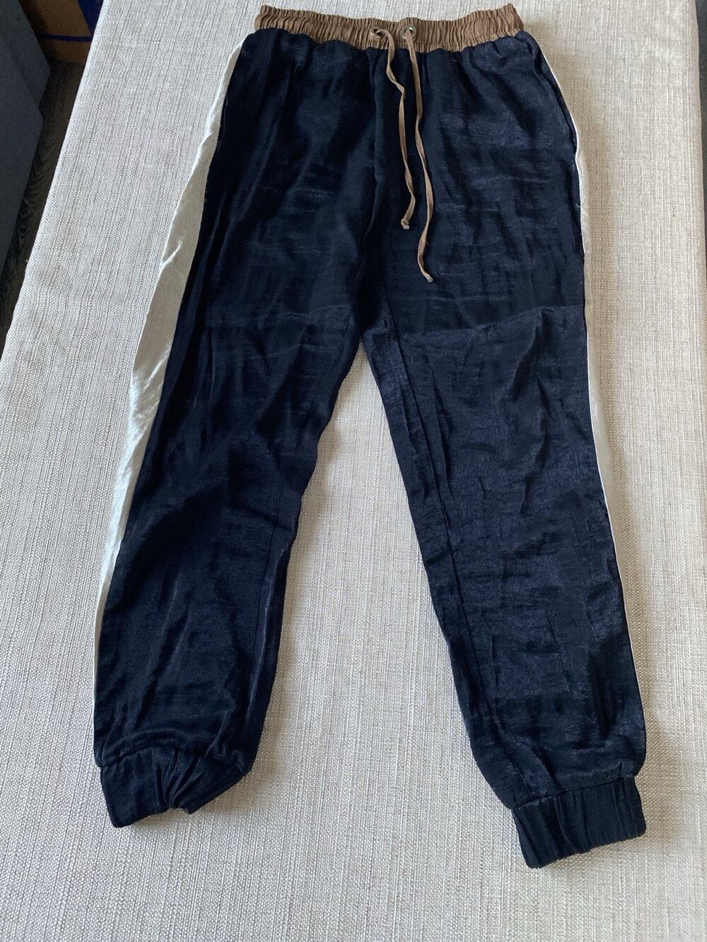 Zara Shiny Jogger Pants With Contrast Side Stripe Size S